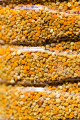 pollen collected by bees as a background