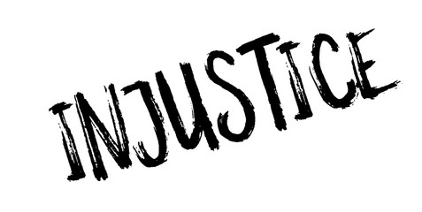 Injustice rubber stamp. Grunge design with dust scratches. Effects can be easily removed for a clean, crisp look. Color is easily changed.
