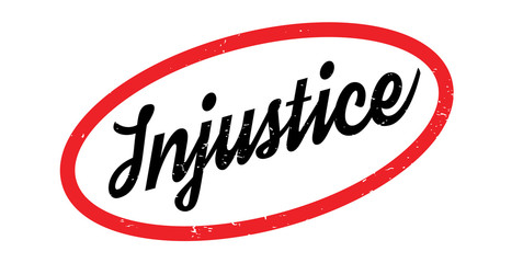 Injustice rubber stamp. Grunge design with dust scratches. Effects can be easily removed for a clean, crisp look. Color is easily changed.