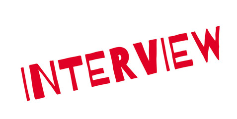 Interview rubber stamp. Grunge design with dust scratches. Effects can be easily removed for a clean, crisp look. Color is easily changed.
