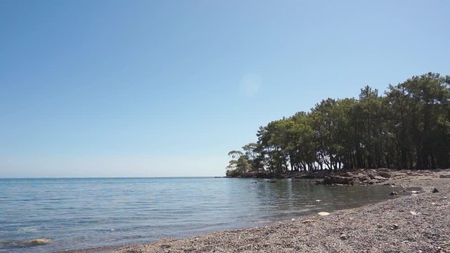 Natural Beach From Phaselis Antique City, Antalya, Turkey