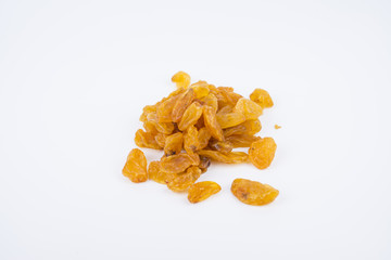 Concept Sweet dry raisins black and yellow isolated on the white background