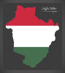 Obraz premium Hajdu-Bihar map of Hungary with Hungarian national flag illustration