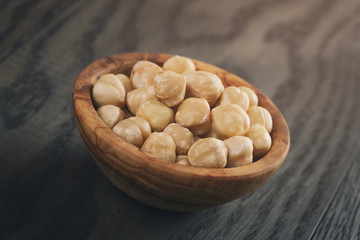 peeled hazelnuts in bowl