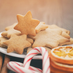 cookies, candy canes and spices for christmas
