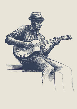 Jazz and blues musician. drawing style