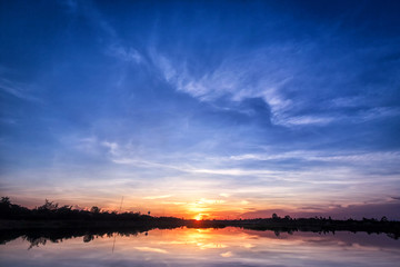 Sunset with reflection on the lake