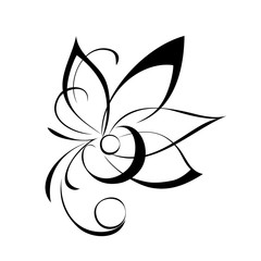 ornament 114. stylized flower in black lines on a white background