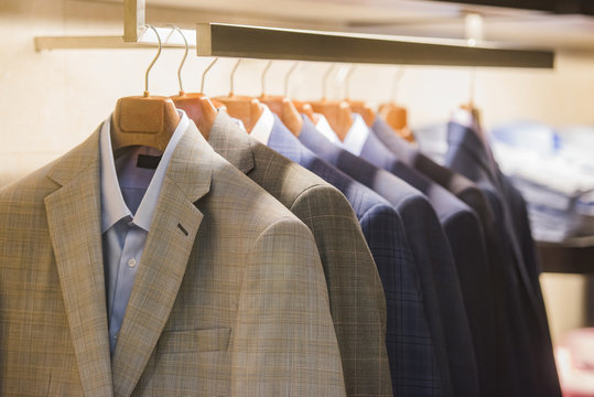 Elegant men clothing in a store