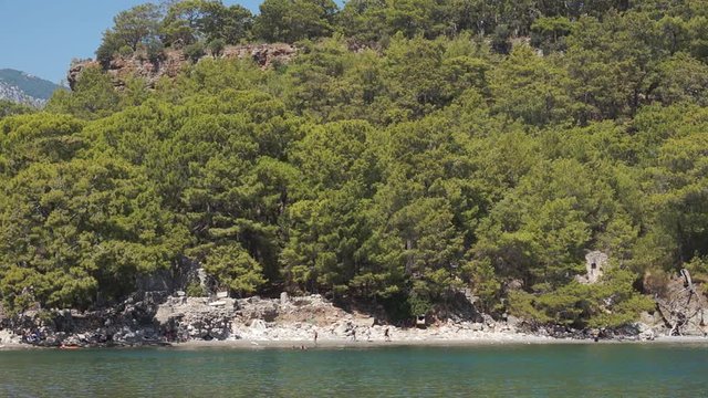Natural Beach From Phaselis Antique City, Antalya, Turkey