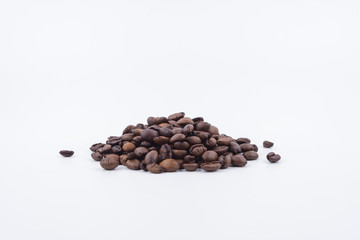 Concept roasted coffee beans with isolated white background