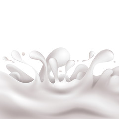 Beautiful milk splash (crown) with drops. Vector illustration