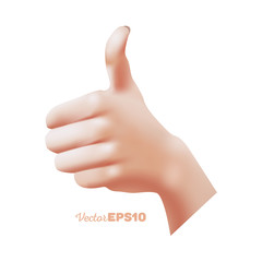Realistic hand showing thumbs up. Vector illustration