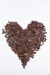 Concept roasted coffee beans with isolated white background