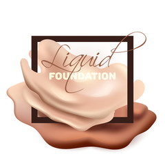 Realistic smears of foundation or concealer cream in the black frame and typography. Beauty/skincare background, design element