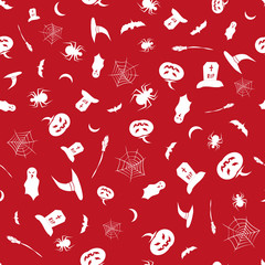 Halloween seamless background. Red and white vector illustration