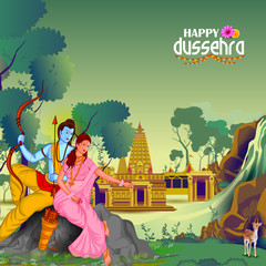 Obraz na płótnie Canvas Happy Dussehra background showing festival of India