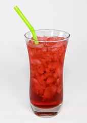 Cherry red sparkling water in tulip glass