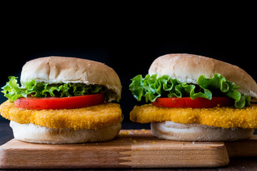 Chicken Burger with tomatoes and lettuce.
