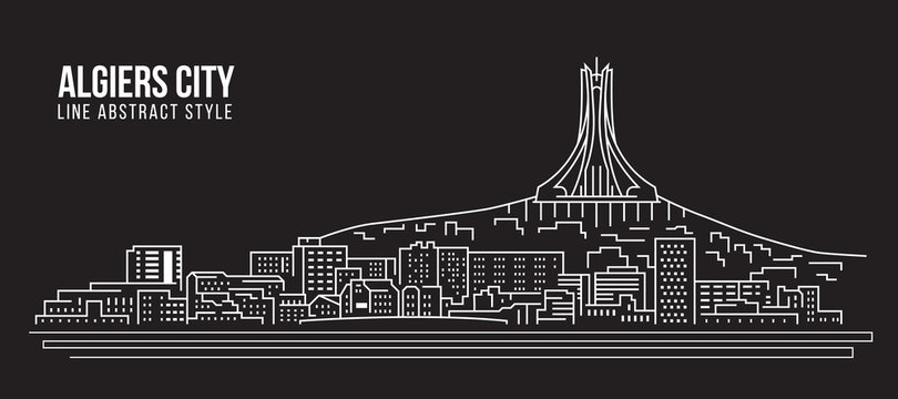 Cityscape Building Line art Vector Illustration design - Algiers city