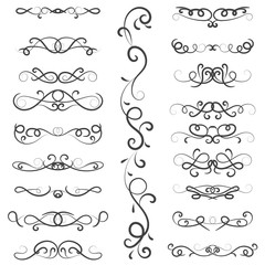 vector illustration set of border calligraphic and dividers decorative