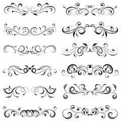 vector illustration set of border calligraphic and dividers decorative