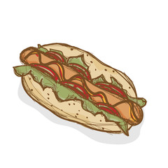 hotdog fast food hand drawing object