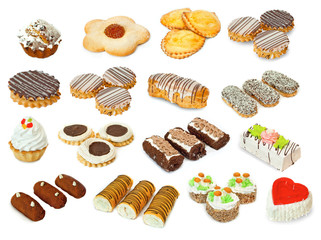 various kinds of bread on a white background