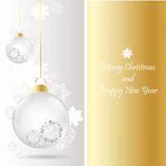 elegant christmas background with diamond in baubles vector