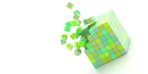 Exploding cubes, original 3d rendering