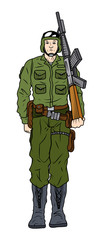 Cartoon Army Soldier with Gun