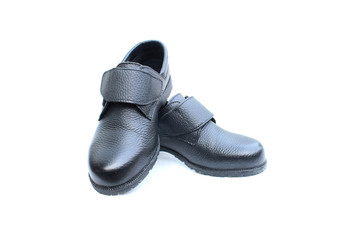 black safety shoes on isolated