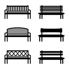 Set of silhouettes of benches, vector illustration