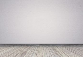 Pine floor and light gray wall, interior of an empty living room