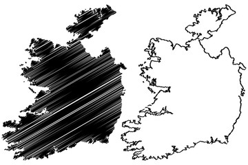 Ireland map vector illustration, scribble sketch Republic of Ireland map
