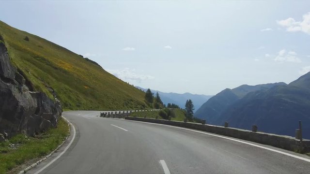 Driving on rural road to Grossglockner at the european alps in Austria