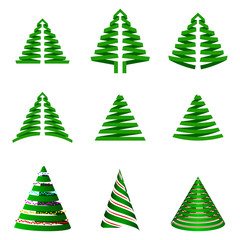 Obraz premium Vector set of Christmas trees. Stylized xmas tree for your holiday design. Isolated on white background.