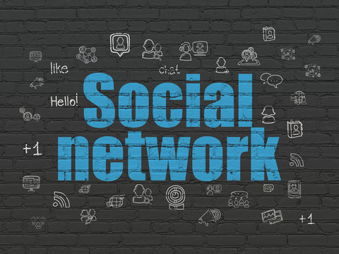 Social media concept: Social Network on wall background