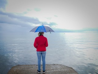 Am Strand bei Regen, Fehmarn
