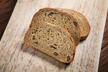 Sliced bread on a cutting board still-life