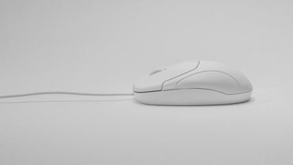 White computer mouse with white background,Minimalist style