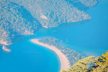 Fototapeta na wymiar oludeniz lagoon in sea landscape view of beach, Turkey