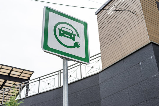 Road Sign Electric Car Charging