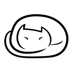 Vector sleeping cat icon on white background. Vector sleeping cat logo