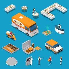 Catering Isometric Icons Set