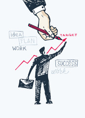  Drawing a line leading to the business success. Business vector concept illustration. Creating path to success.