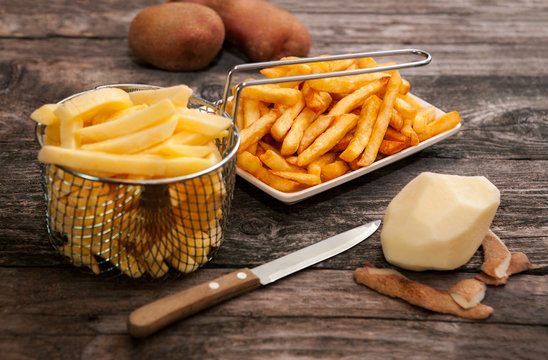 Fry Basket With Potato And French Fries