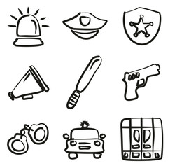 Police Icons Freehand 