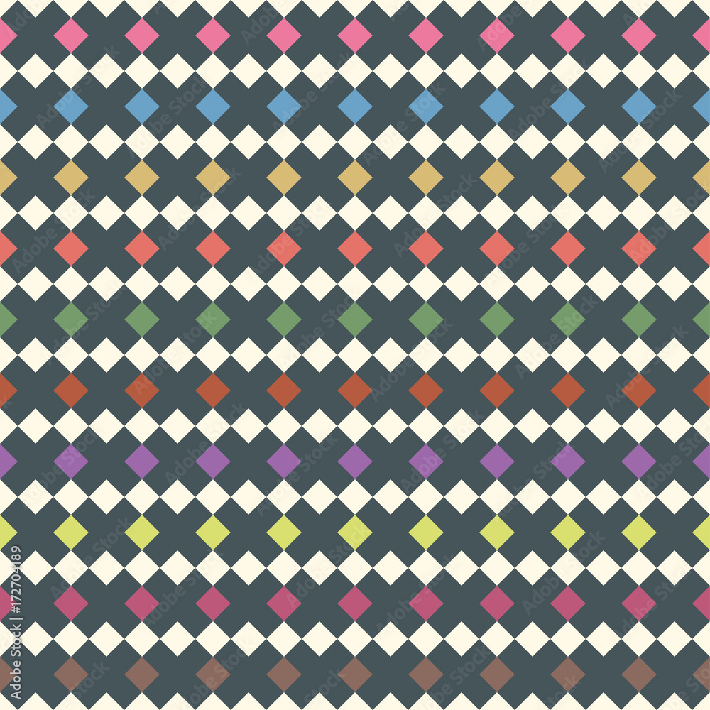 Poster seamless pattern of cross, rhombus. abstract geometric background. checkered dark print for wallpape