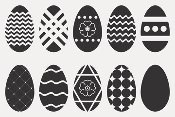 Easter eggs icons set. Religious holiday attribute. Vector illustration.